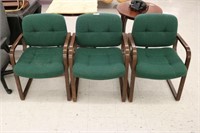 3 Green Office Chairs