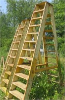 Double sided steel step ladder, approx 11' 6"