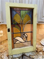 Beautiful Stained Glass Antique Window with White