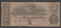 Confederate States of America Paper Money T-69, $5