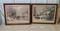 2 courier and Ives winter prints