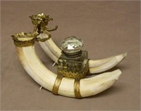 Warthog Tusk Pen and Ink Desk Stand.