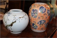2pc Handpainted Vases signed