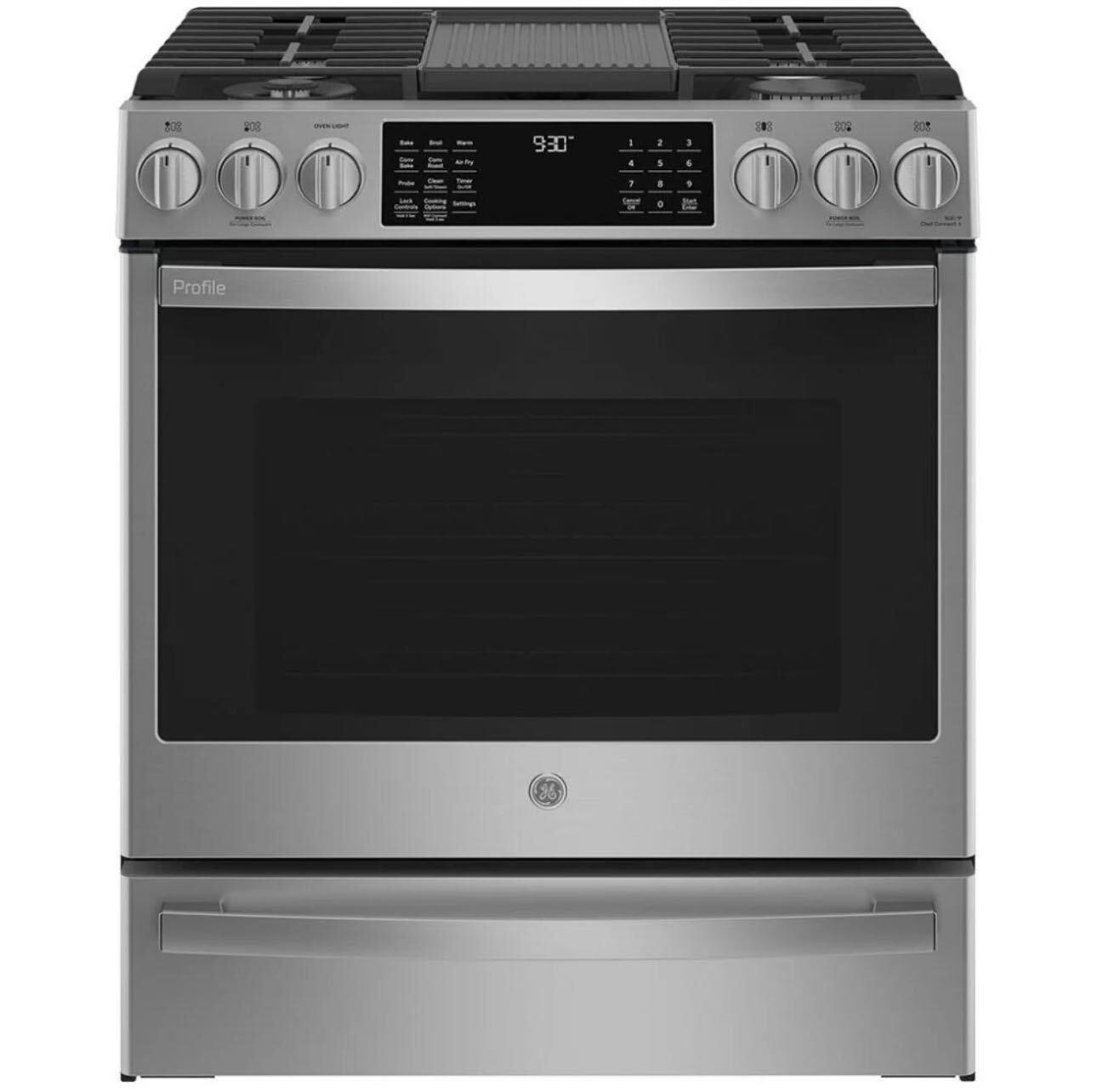 GE Profile 30" Slide-In Convection Gas Range wi...