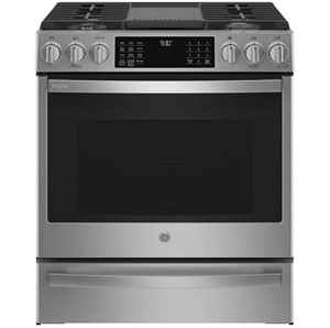 GE Profile 30" Slide-In Convection Gas Range wi...