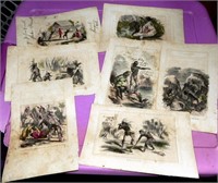 (7) Antique Book Page Illuistrations - Native