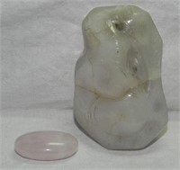 Old Carved Mutton Fat Jade & Rose Quartz Stone