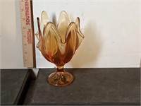 MCM Viking honey amber handkerchief vase