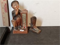 vtg Burwood thermometer guy & metal boot