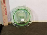 1930's green uranium glass ashtray