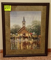 Framed church picture 22" x 26"