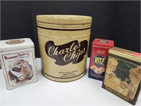 Vintage Pototo Chip Tin , Flour & Hungery Jack