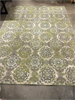 3PC GREEN & GREY AREA RUG SET  10FT 3IN X 7FT