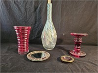 Glass Vase, Ruby Red Vase, Ruby Red Candle