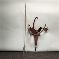 Brutalist metal torch-cut lawn sculpture