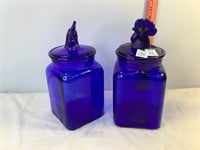 Cobalt Blue Rooster Canisters