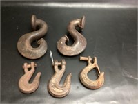 5 Vintage Cast Iron Hooks