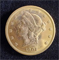 1901-S $20 DOUBLE EAGLE CORONET GOLD COIN