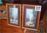 (2) Framed Burton Dye Paintings 14x22"