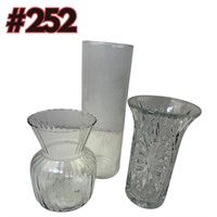3 Glass Vases, nice design & detail!