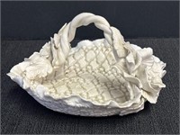 Pottery dish/basket, delicate floral decor