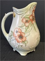 Vtg Porcelain floral pitcher, Poppies