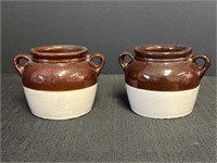 Pair of stoneware bean pots