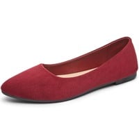 SM4737  Shirry Faux Suede Ballet Flats Wine 10