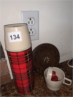 RED PLAID THERMOS