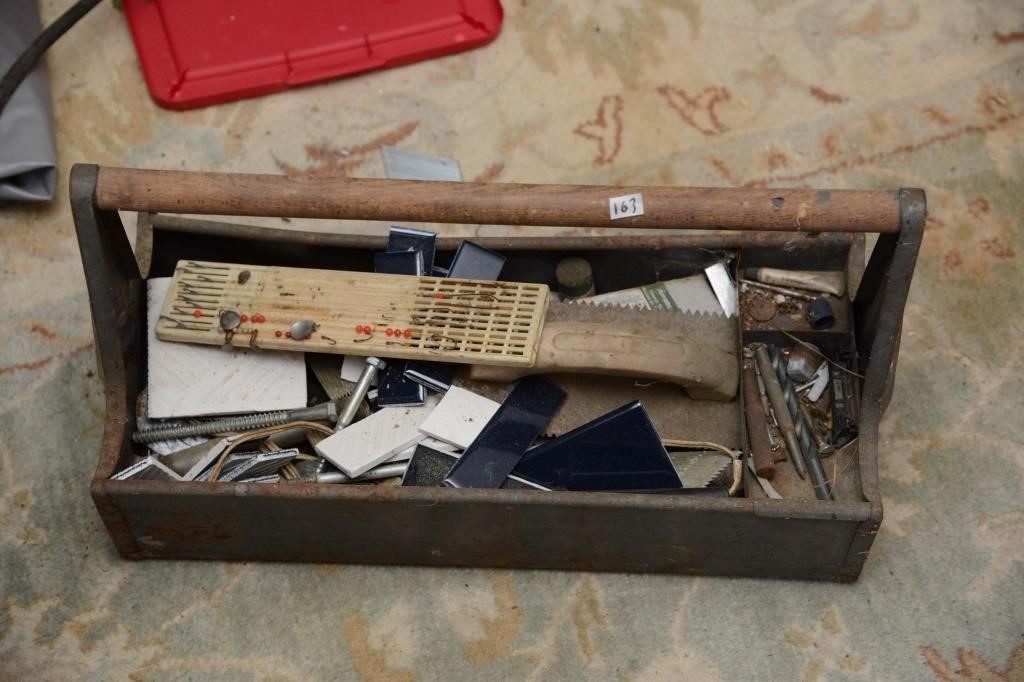 VINTAGE CARPENTER'S TOOL CADDY  WITH TOOLS