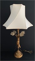 MCM Gold Leaf Metal Lamp w/ Shade