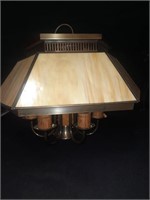 Vintage Forecast Slag Glass Hanging Lamp