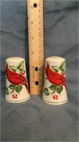 Vintage Cardinal Salt and Pepper Shakers made in