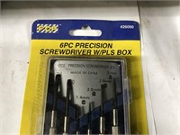 6 pc percision screwdrivers w/pls box
