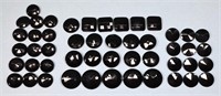 (49) Large Size Jet Black Glass Buttons
