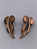 SIGNED RENOIR LEAF CLIP ON EARRINGS