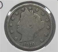 OF)  1910 liberty nickel condition G