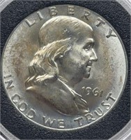 OF)  1961-d  Franklin half dollar condition MS