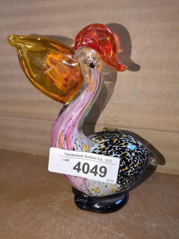 Handblown glass penguin- art glass- approx 8"