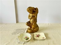 Adderley Bone China, Hand Painted Dish, Gold Angel