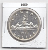 1959 Canada $1 Silver Dollar Coin