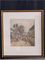 Dutch East Indies watercolor by Soewardja