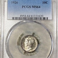 1926 Mercury Silver Dime PCGS - MS64