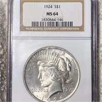 1924 Silver Peace Dollar NGC - MS64