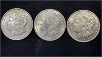 1921, 1921-D & 1921-S Morgan Silver Dollars (3)