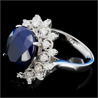 7.00ct Sapphire & 0.75ctw Diam Ring in 14K Gold