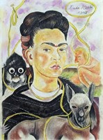 Original Drawing in Manner of Frida Khalo