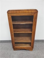 Vintage walnut 1 door bookcase -