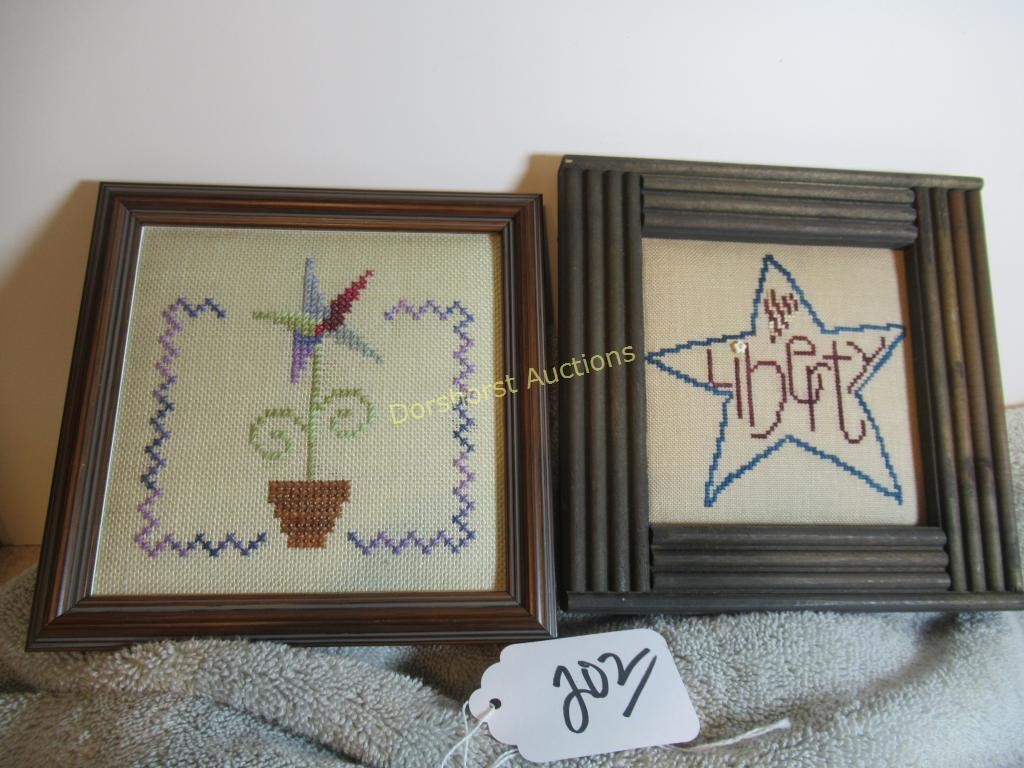 2-HAND-STITCHED PIECES - 7"X7" (IN-FRAME