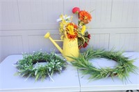 Spring Artificial Wreaths & Metal Watering Can